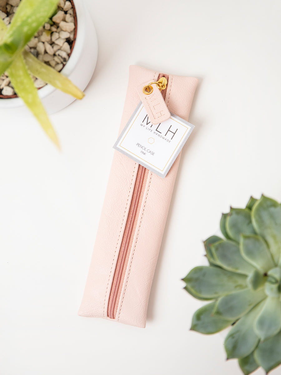 Pink PU Leather Pencil Case - My Life Handmade