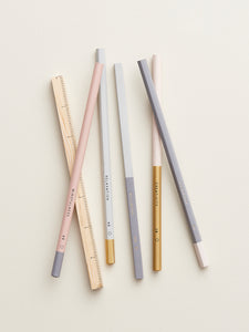 Pastel Pencil & Wooden Square Ruler Set